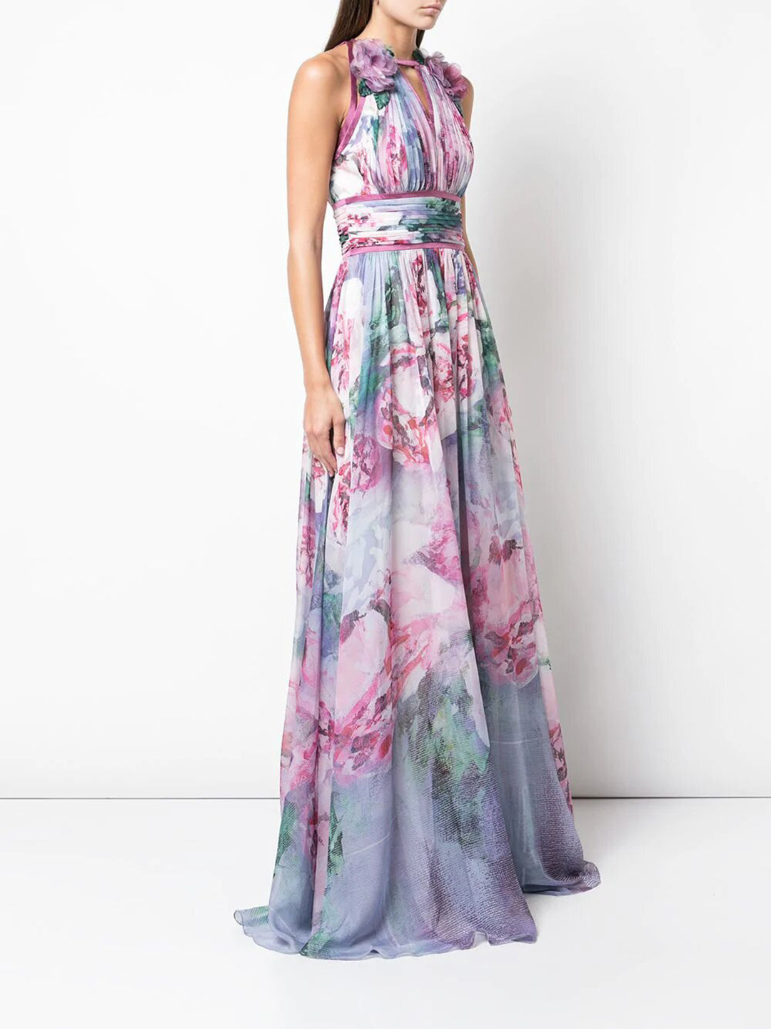 Floral print chiffon gown | Shop ...